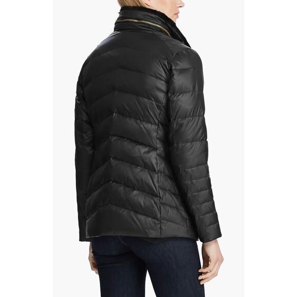 Lauren Ralph Lauren Faux Fur Trim Quilted Puffer Black Jacket Size Small - Picture 6 of 15